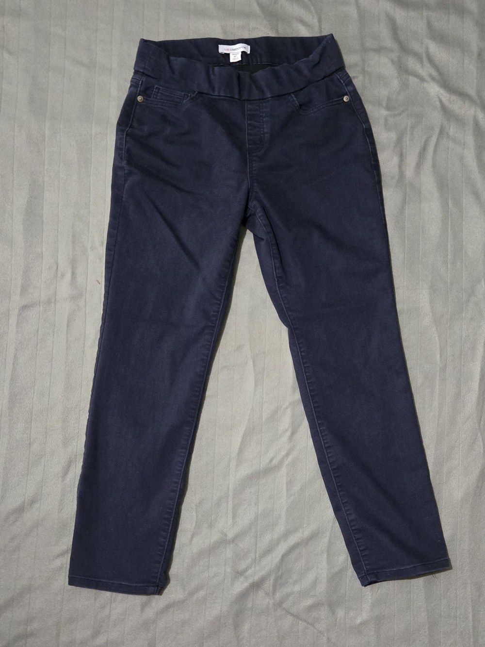 Liz Claiborne Amber Navy Blue Straight Leg Pants Women's Size 6P Petite Stretch
